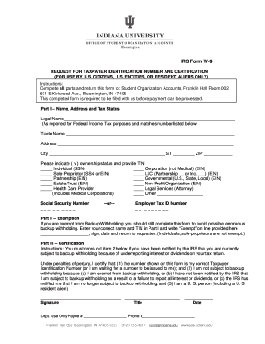 IRS Form W-9 Request for Taxpayer Identification Number