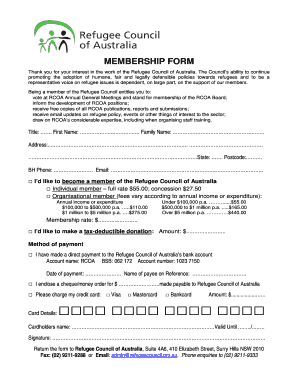 Refugee Council of Australia Membership Form