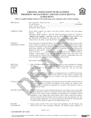 Virginia Property Management and Exclusive Rental Agreement