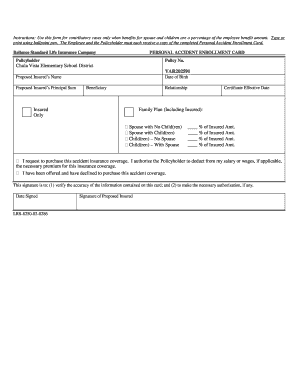 Personal Accident Enrollment Card
