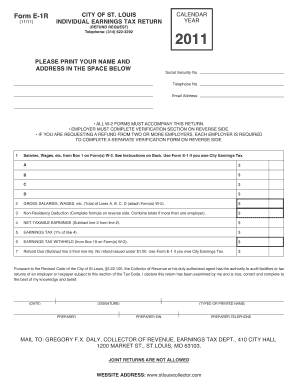 City of St. Louis Individual Earnings Tax Return
