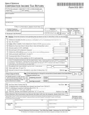 Oklahoma Corporation Income Tax Form 512