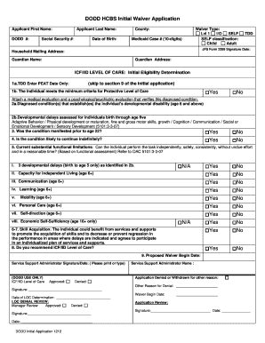 DODD HCBS Initial Waiver Application