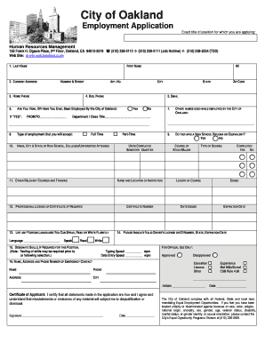 City of Oakland Employment Application