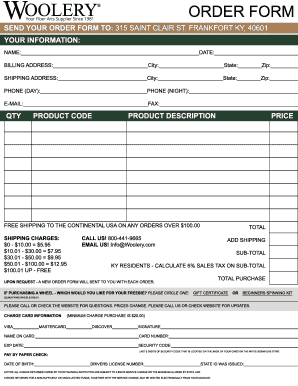 Woolery Order Form