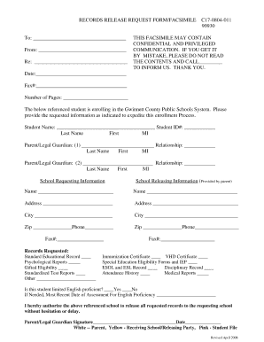 Student Records Release Request Form