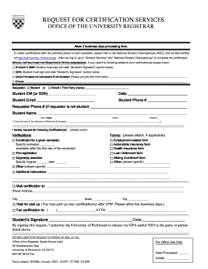 Request for Certification Services