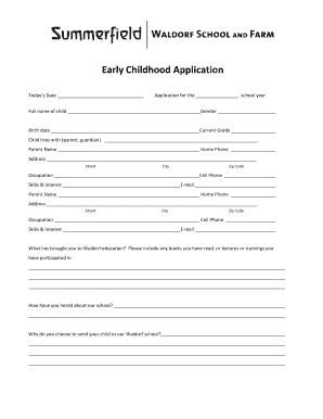 Early Childhood Application Form