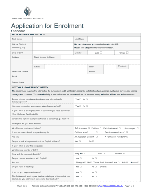 Application for Enrolment