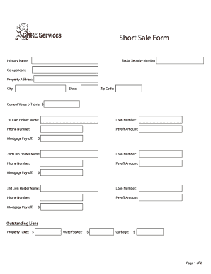 Short Sale Form