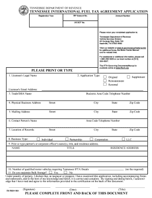 Tennessee International Fuel Tax Agreement Application