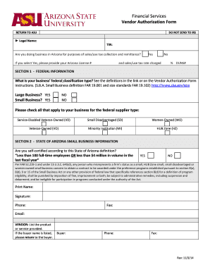 Arizona Vendor Authorization Form