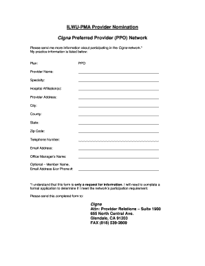 Cigna Provider Nomination Form