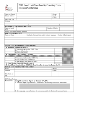 2016 Local Unit Membership Counting Form