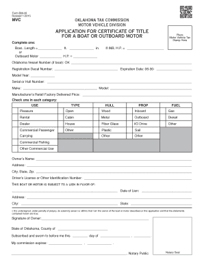 Oklahoma Boat Title Application