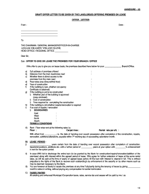 Draft Offer Letter for Lease Agreement