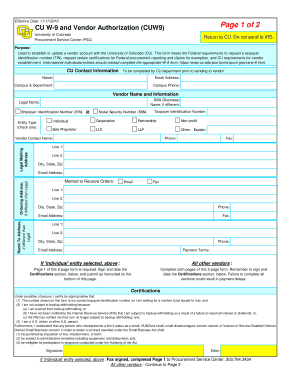 CU W-9 and Vendor Authorization