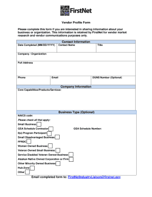 Vendor Profile Form