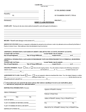 Debt Claim Petition