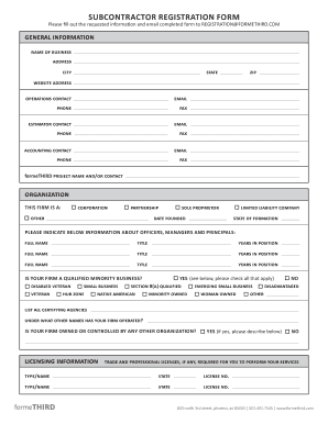 Subcontractor Registration Form