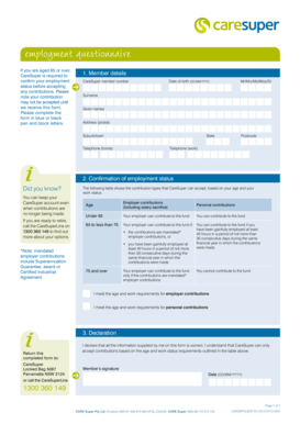 CareSuper Employment Questionnaire