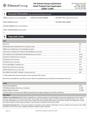 Entrust Group myDirection Visa Prepaid Card Application
