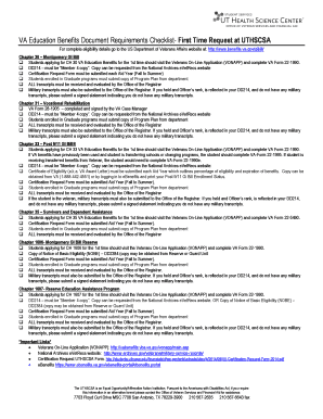 VA Education Benefits Document Requirements Checklist