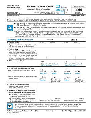 Schedule EIC Form 1040A or 1040