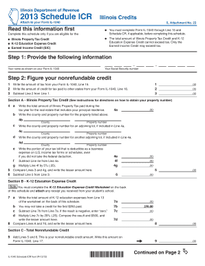 Illinois Schedule ICR Tax Form