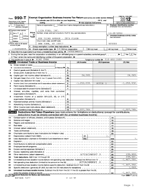 Form 990-T 2012