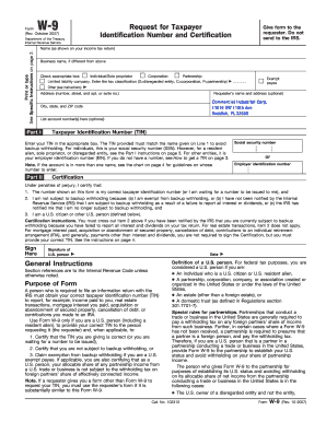 Form W-9 Request for Taxpayer Identification Number and Certification