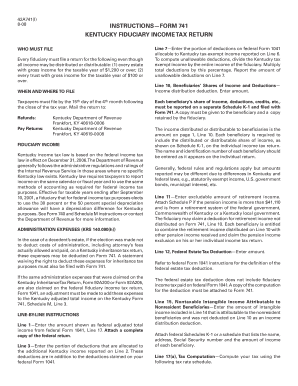Kentucky Fiduciary Income Tax Return Form 741