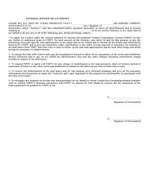 General Power of Attorney for HDFC Loans