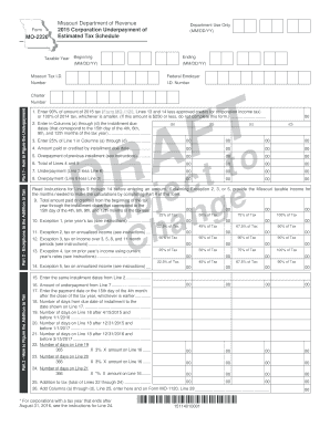 Missouri Corporation Estimated Tax Schedule