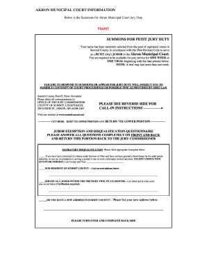 Ohio Jury Duty Summons