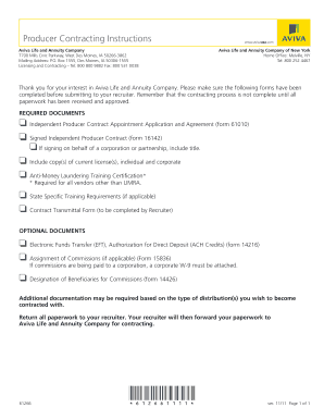 Independent Producer Contract Appointment Application and Agreement