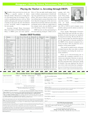 DRIP Enrollment Order Form