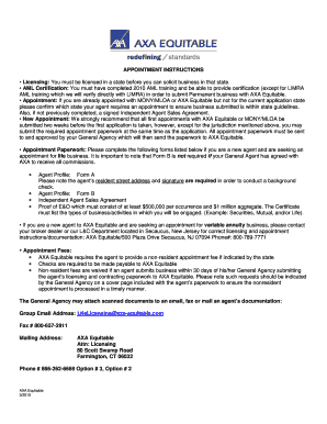 AXA Equitable Agent Appointment Form