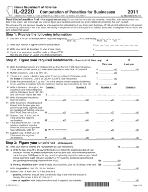 Illinois Business Tax Penalty Computation Form