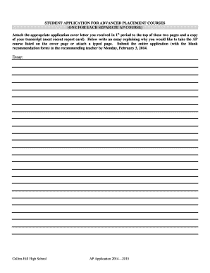 Student Application for Advanced Placement Courses