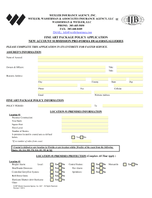 Fine Art Package Policy Application