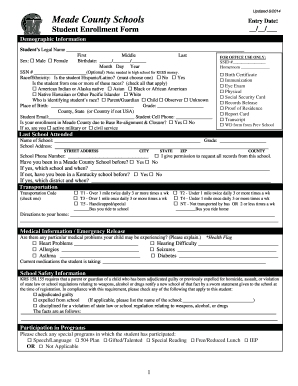 Meade County Schools Student Enrollment Form