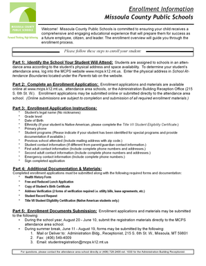 Missoula County Public Schools Enrollment Form