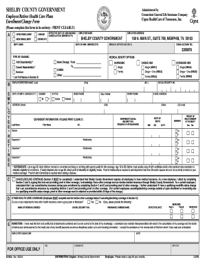Shelby County Employee Health Care Enrollment Form