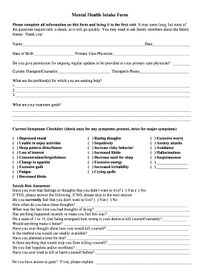Mental Health Intake Form