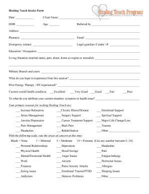 Healing Touch Intake Form