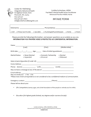 Mental Health Intake Form
