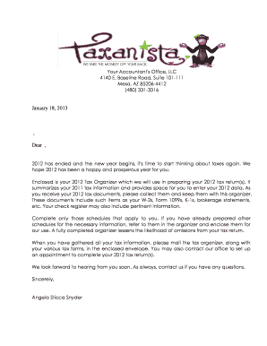 2012 Tax Organizer