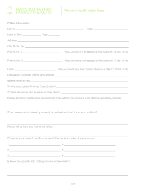 Women's Health Intake Form
