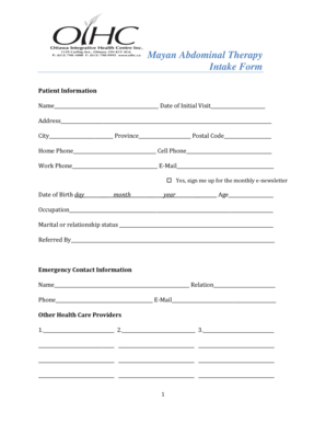 Mayan Abdominal Therapy Intake Form